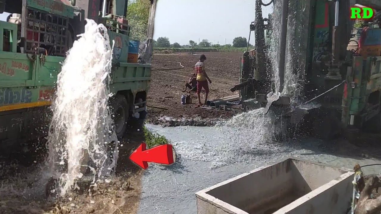 borewell 28 फीट पे फुल पानी ओर दोनो बोर मे प्रेसर नीकला Radhika drilling machine in india.बोरवेल