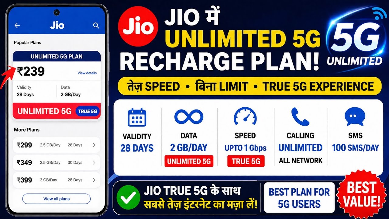 Jio Unlimited 5G Recharge Plan 🔥 Full Details & Benefits 2026
