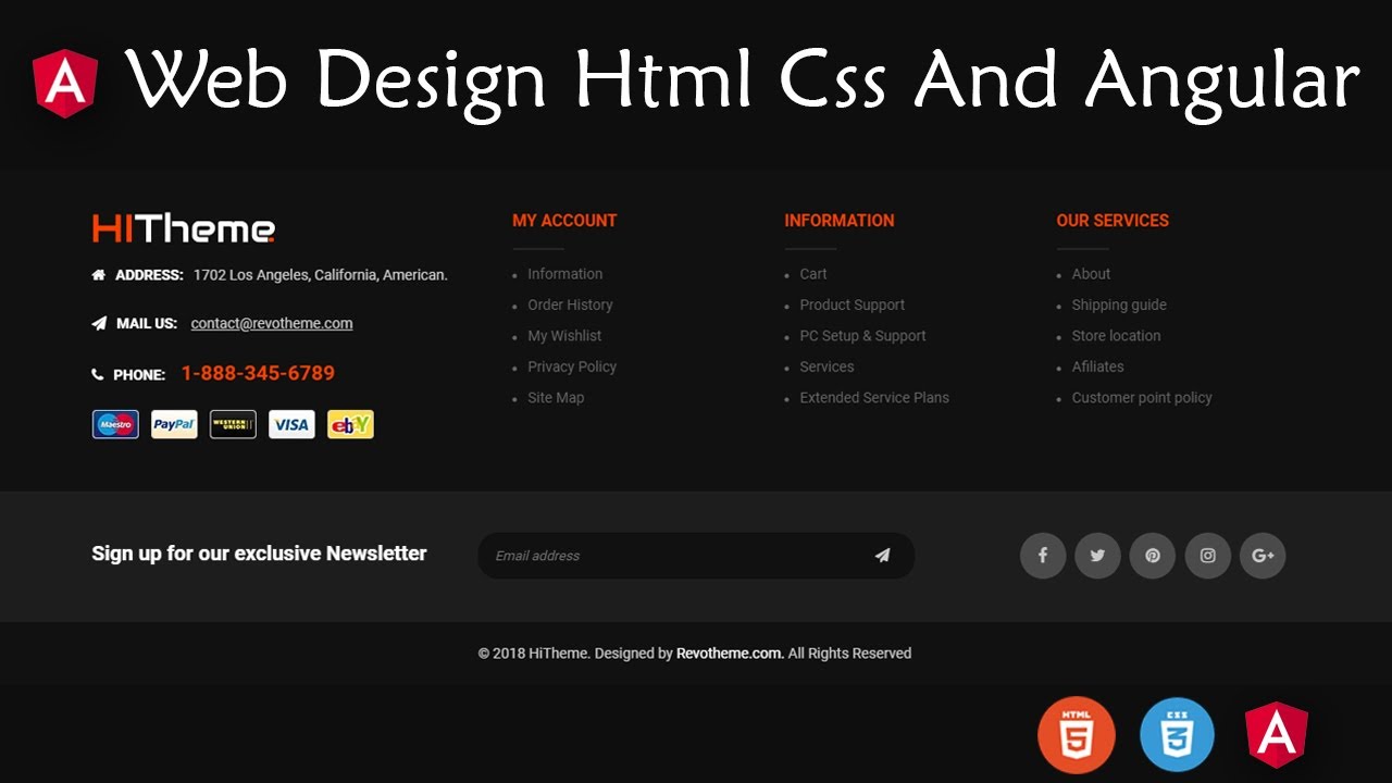 Footer Design HTML And CSS || Web Design || Website Design || Web Design Tutorial || Html || Css