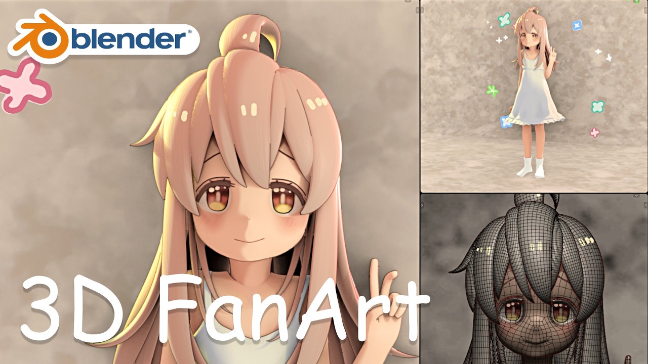 【３Dファンアート】Blenderでおにまいのまひろちゃん作ってみた！