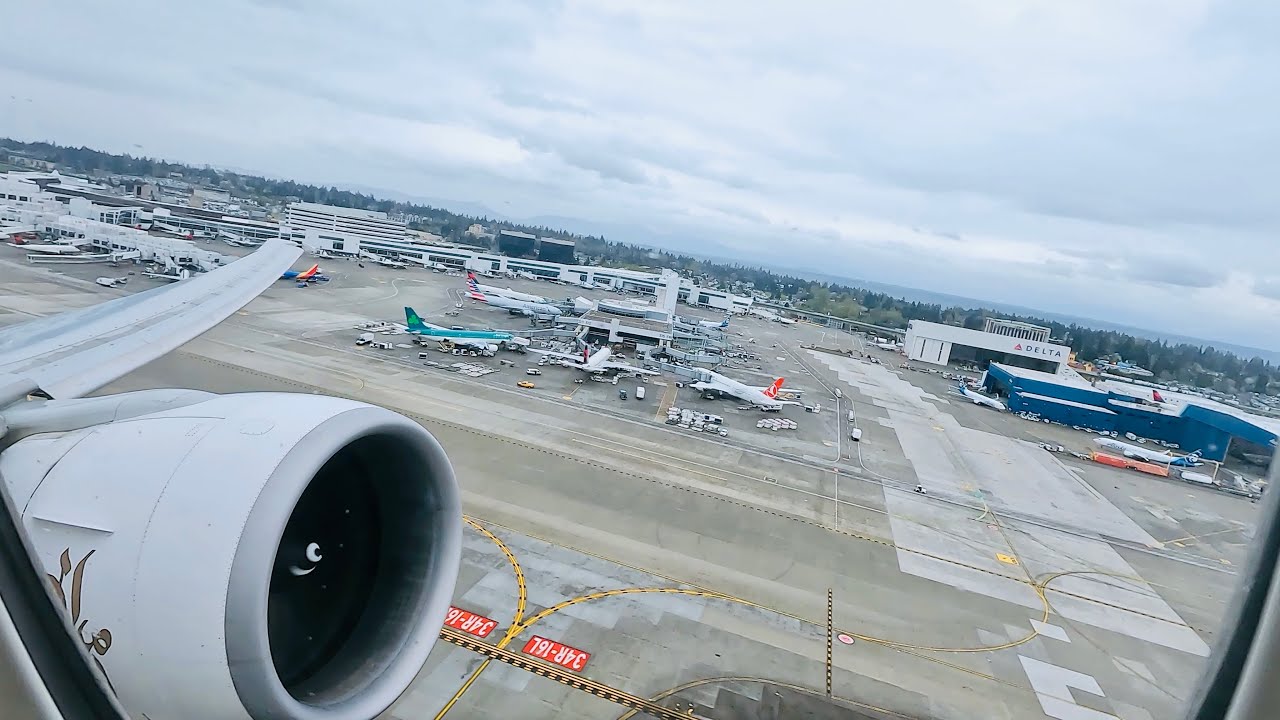 Powerful Emirates 777-300ER Takeoff from Seattle (SEA) 🇺🇸 to Dubai (DXB) 🇦🇪