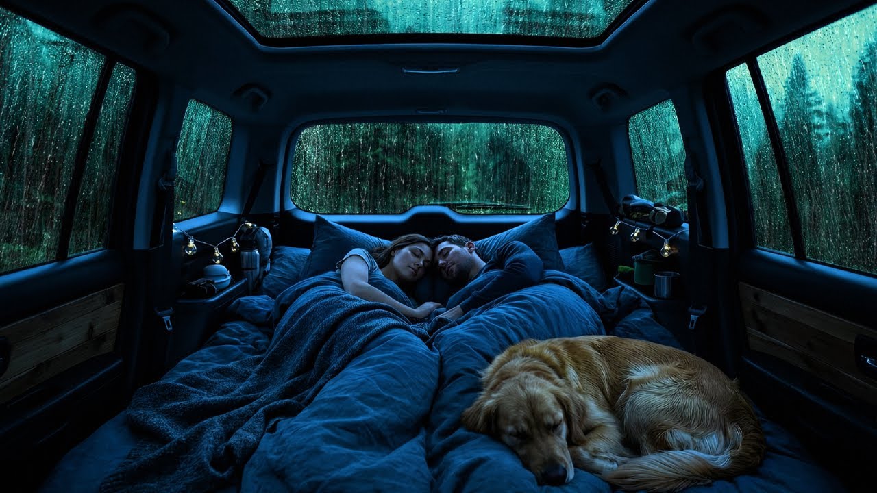 Дождливая ночь в уютной машине 🚗 с громом ⛈️ для мгновенного сна 🌙