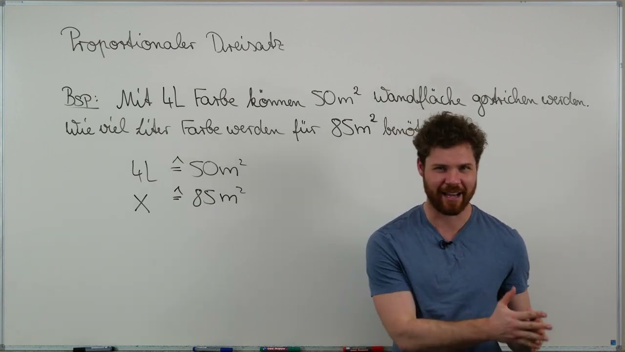 Proportionaler DREISATZ. Wand mit Farbe streichen Beispiel. Einfach erkl&auml;rt. #Schulmathematik