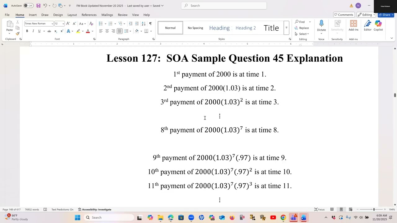 Actuarial SOA Exam FM Prep Lesson 127: SOA Sample Question 45 (Geometric Increasing and Decreasing)