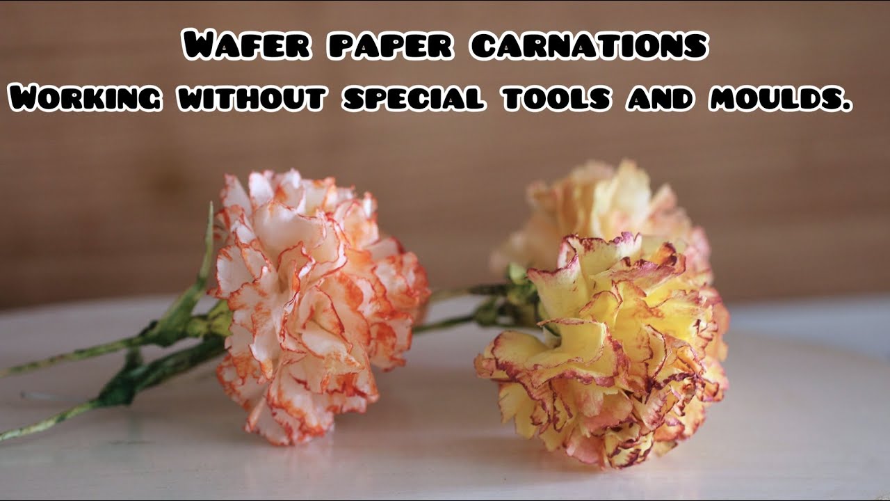 Wafer paper carnations. Working without special tools and moulds.
