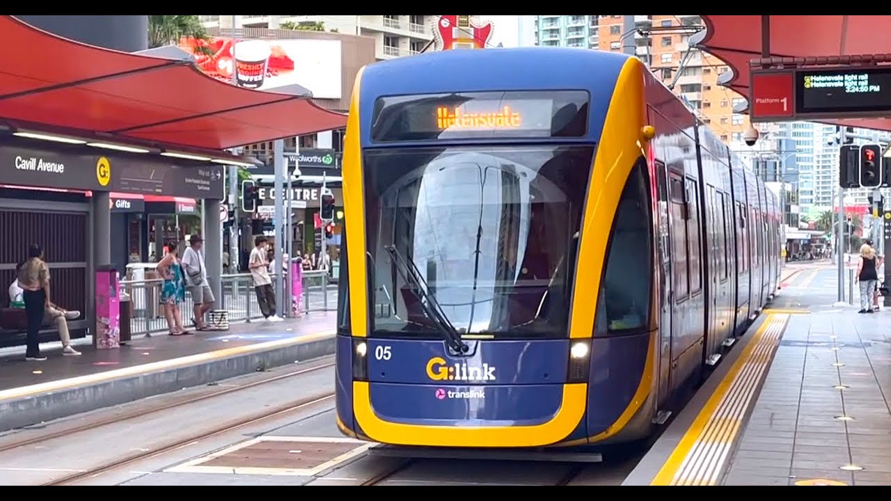 Australia: Gold Coast Light Rail - Driver's view,  Cavill Avenue to Helensvale