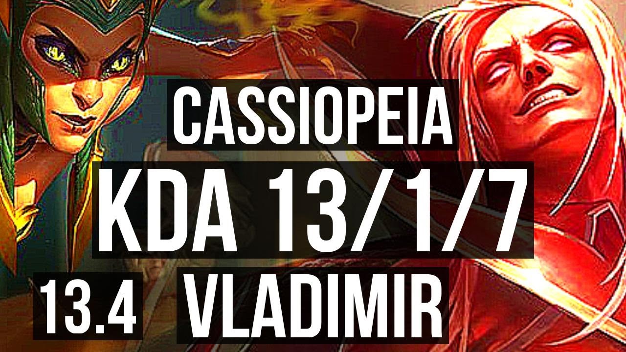 CASSIOPEIA vs VLADIMIR (MID) | 13/1/7, Rank 7 Cassio, Legendary | TR Master | 13.4