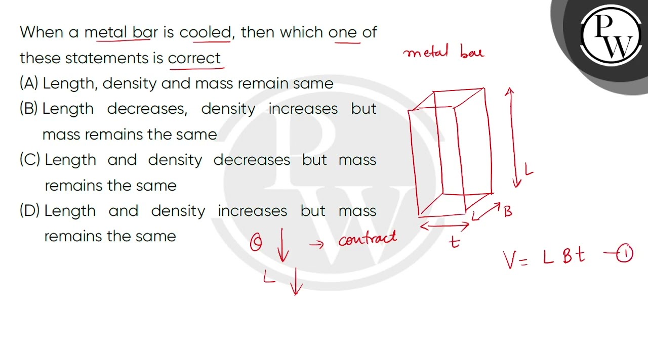 When a metal bar is cooled, then which one of these statements is correct....