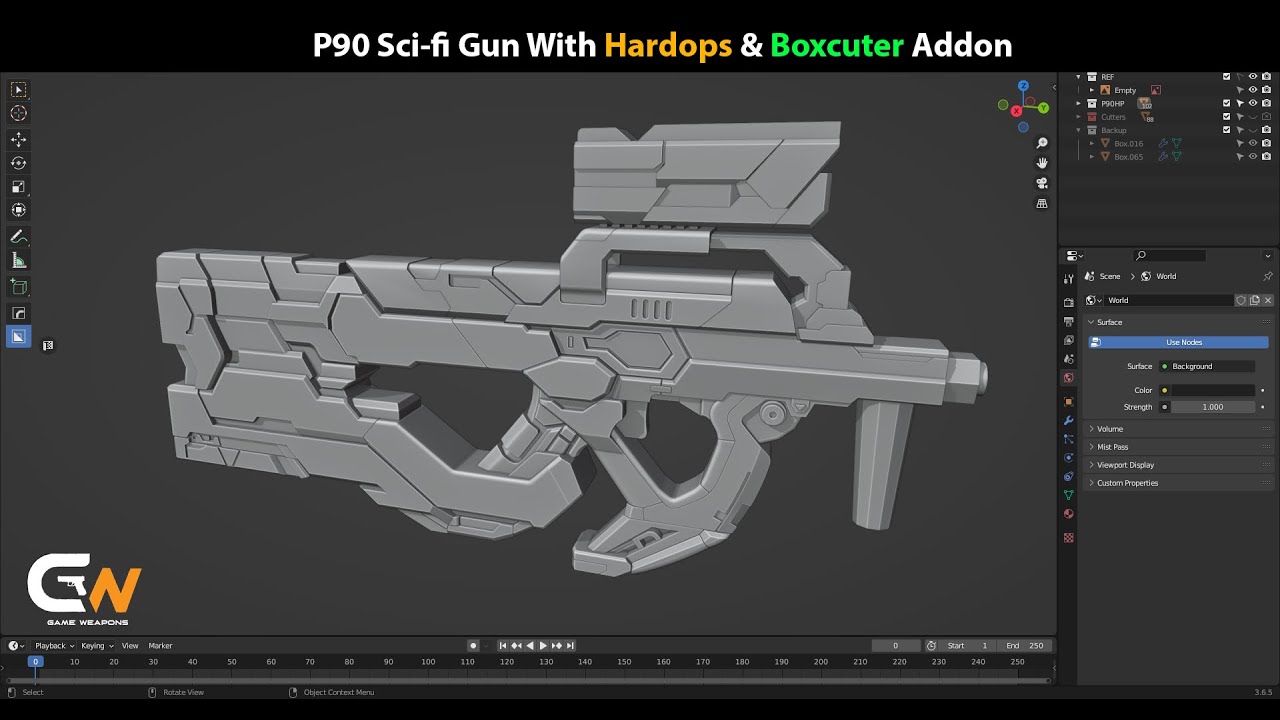 P90 Sci-fi Gun Modeling With Hardops & Boxcutter Addon #1