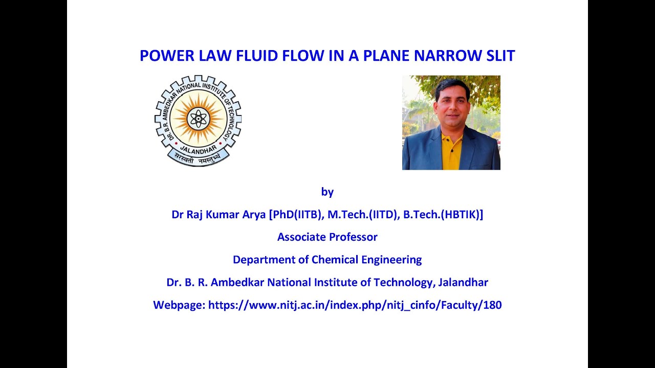 Power Law Fluid Flow in Narrow Slit#Non-Newtonian #Transport Phenomena#Chemical Engg#Dr RK Arya#NITJ
