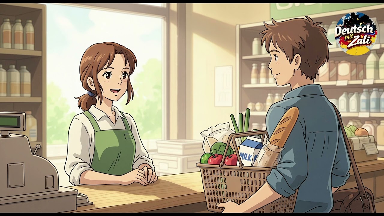 Learn German with Stories | Simple and Easy A1 German | Supermarket Dialogue | Daily life German