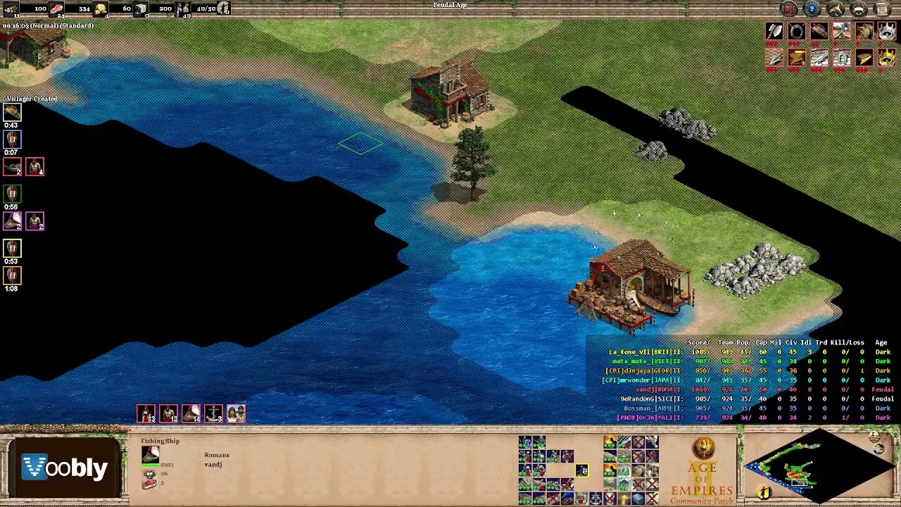 Voobly AOE2 1.6: Nomad, 4 vs 4 team game