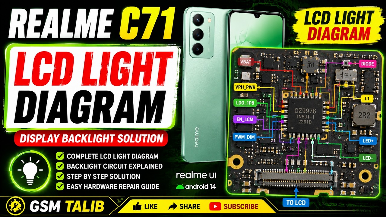 Realme C71 LCD Light Diagram | Display Light Problem Solution | LCD Backlight Ways