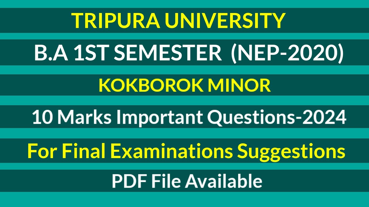B.A 1st Semester || Kokborok Minor || 10 Marks Suggestions -2024 || Tripura University