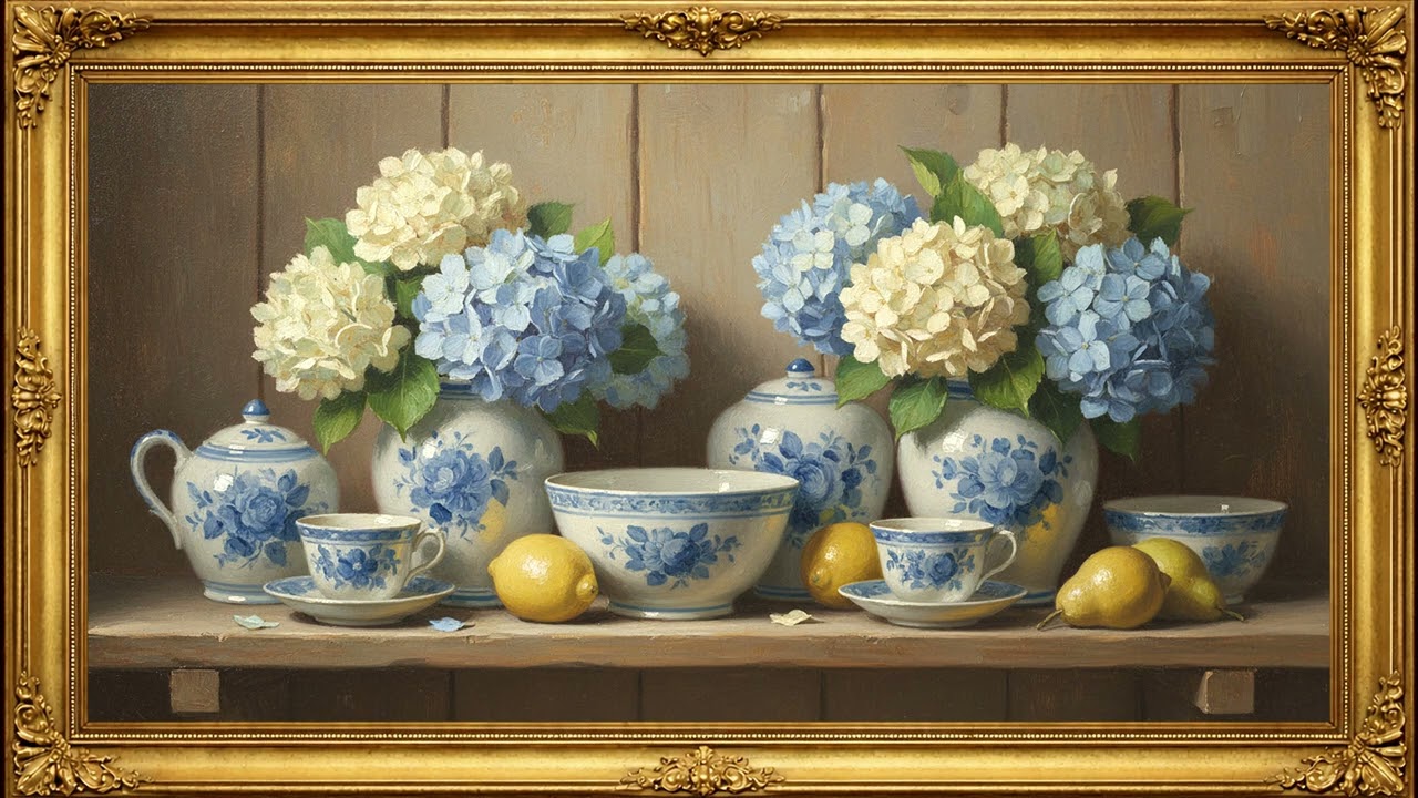 Vintage Still Life 🏺 | Blue & White Porcelain Art | 4K Elegant Screensaver