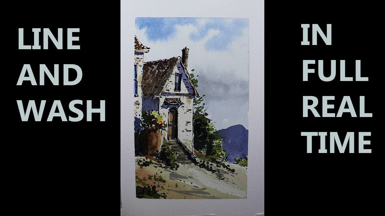Line and Wash Old Village House,easy style in full Real time great for beginners by Nil Rocha