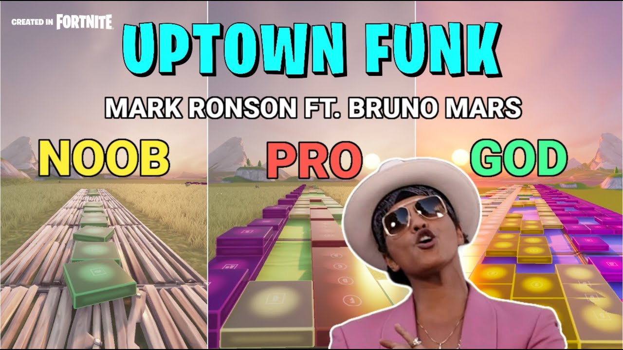 Bruno Mars - Uptown Funk - Noob vs Pro vs God (Fortnite Music Blocks)