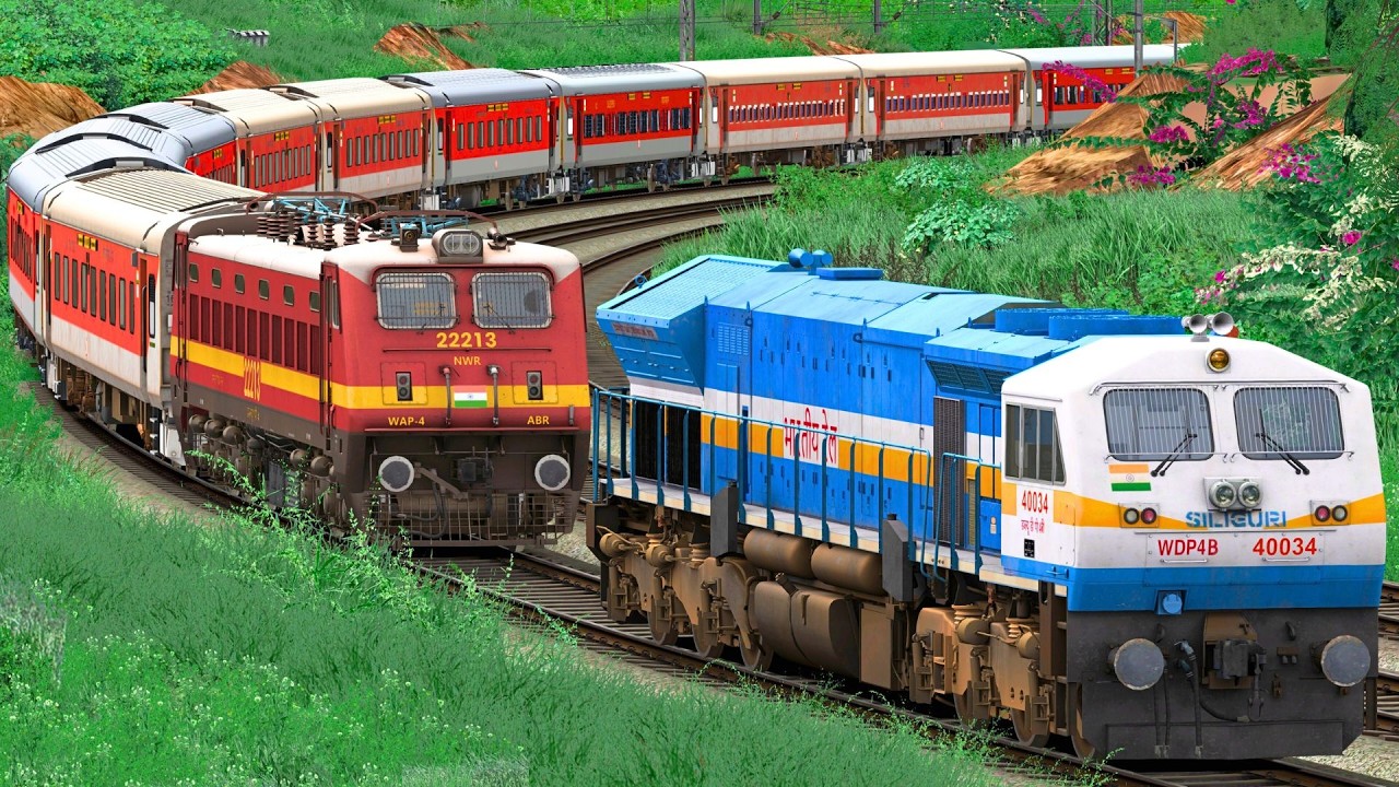 WDP4B RESCUE WAP4 LHB RED EXPRESS TRAIN | BUMPY RAILROAD | Train Simulator | Railwork | NTG GAMING