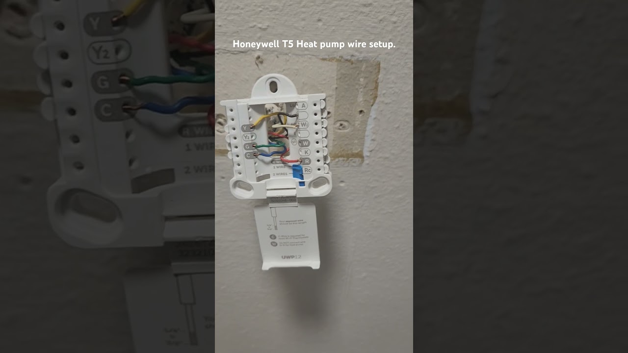 Honeywell T5 Thermostat Heat Pump wire setup.  #airconditioner  #honeywell #handymanservices #diy