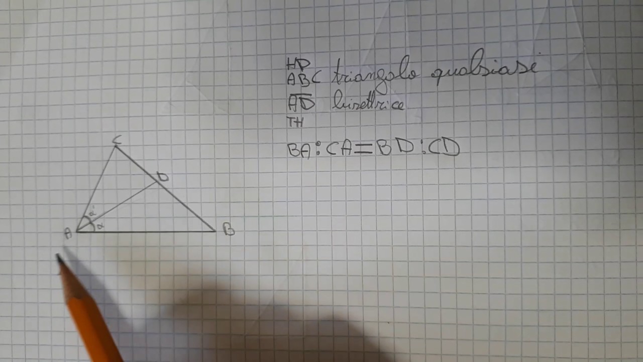 Dimostrazione del teorema della bisettrice di un angolo interno di un triangolo