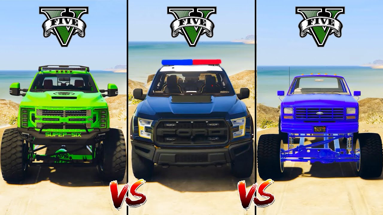 Ford Police Truck vs Ford Monster Truck vs Ford Lifted - GTA 5  Which car is best?
