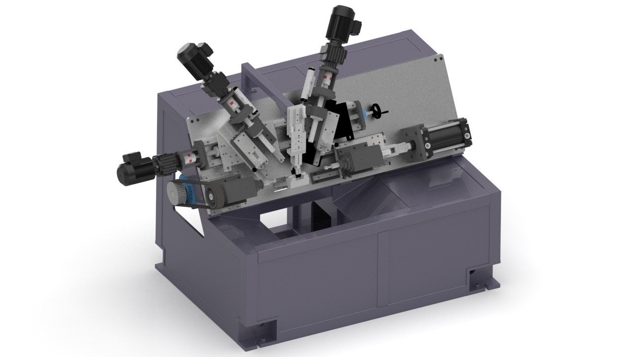 3D Model of Inclined Bed Multi-axis CNC Milling Machine Industrial Precision Machining Equipment