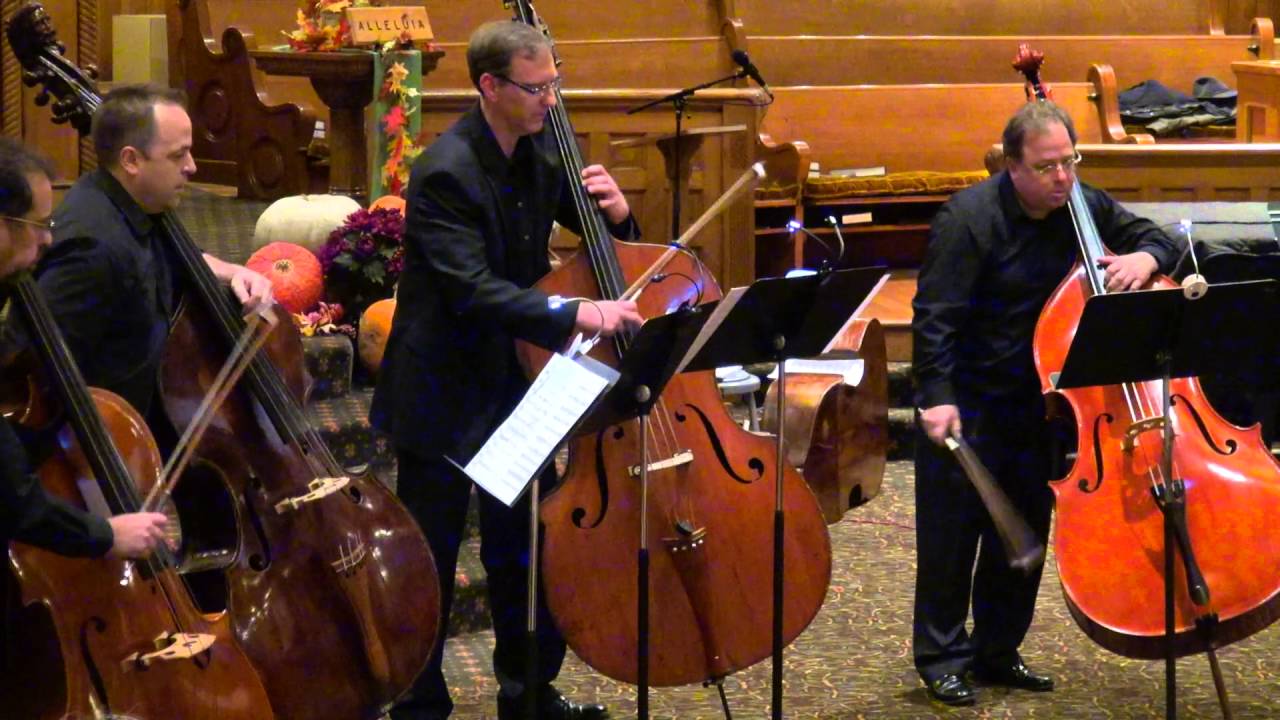 Members of The Cleveland Orchestra bass section perform Furtok's 3 Pieces for 4 Basses