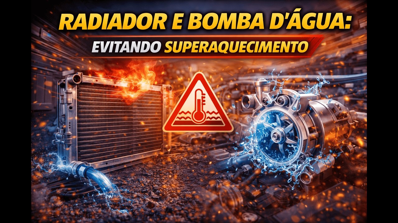 Radiador e bomba d'água evitando superaquecimento