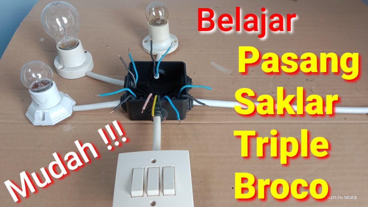 CARA PASANG SAKLAR SERI 3 / SAKLAR TRIPLE BROCO UNTUK 3 LAMPU.