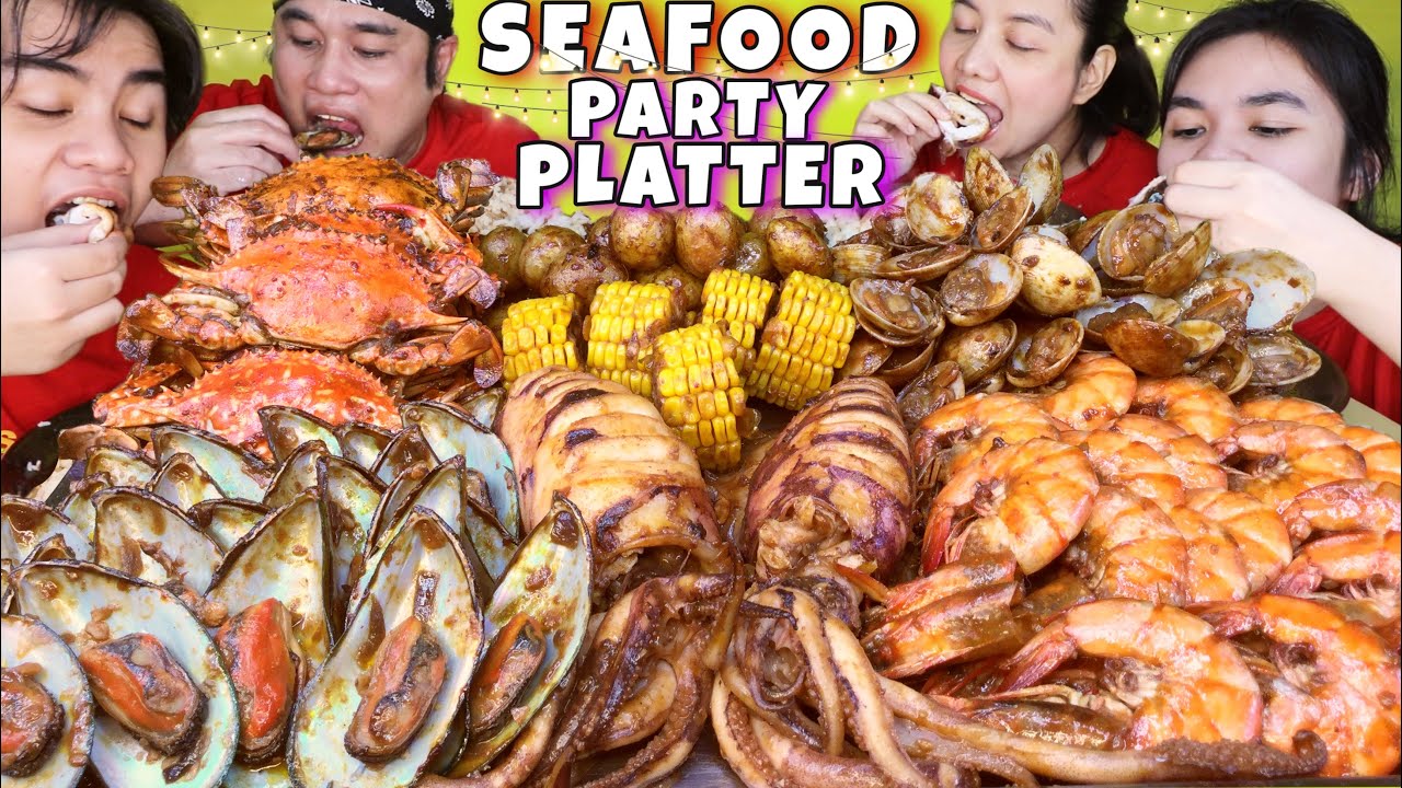 SEAFOOD PARTY PLATTER OVERLOAD MUKBANG