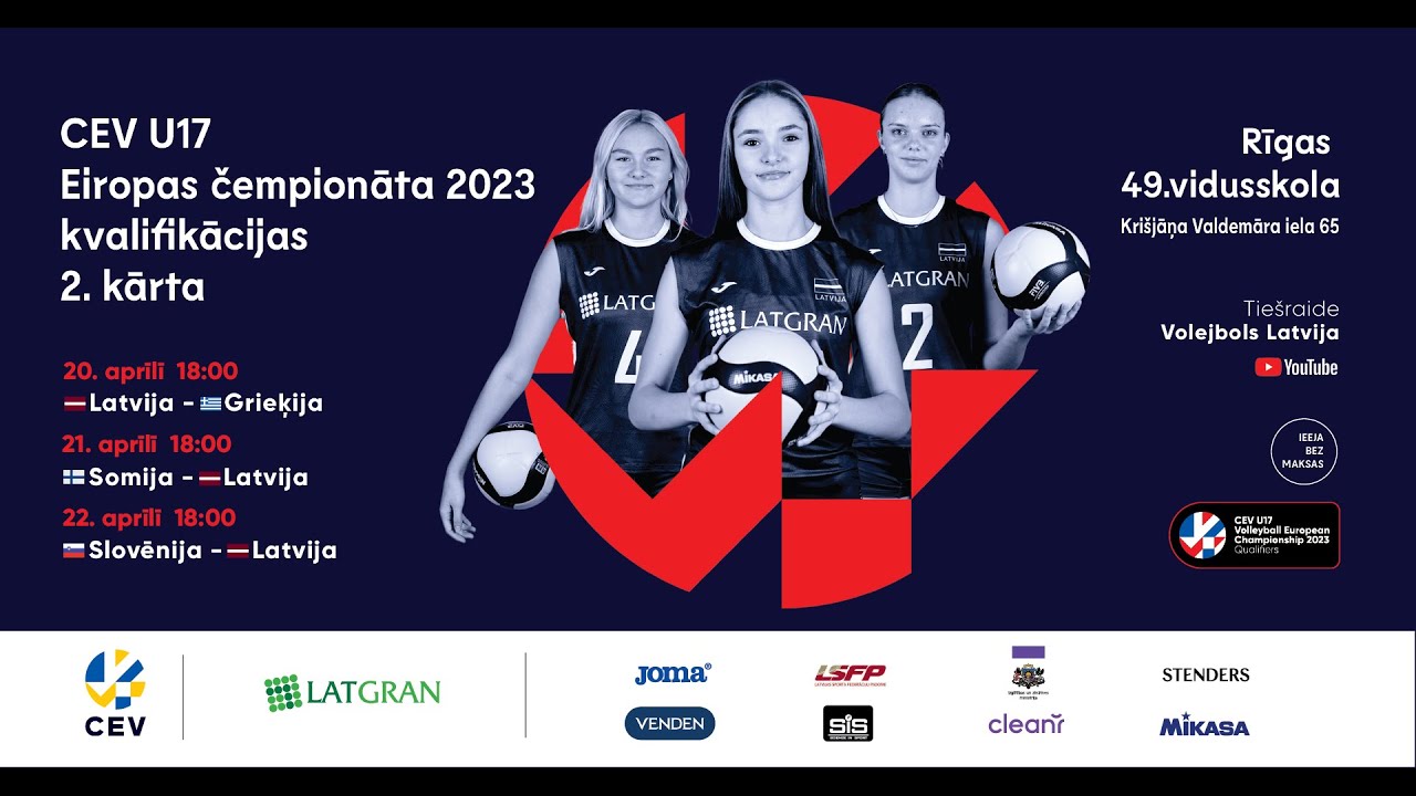 CEV U-17 Women 2nd Round Qualifiers Latvia - Greece - 18:00
