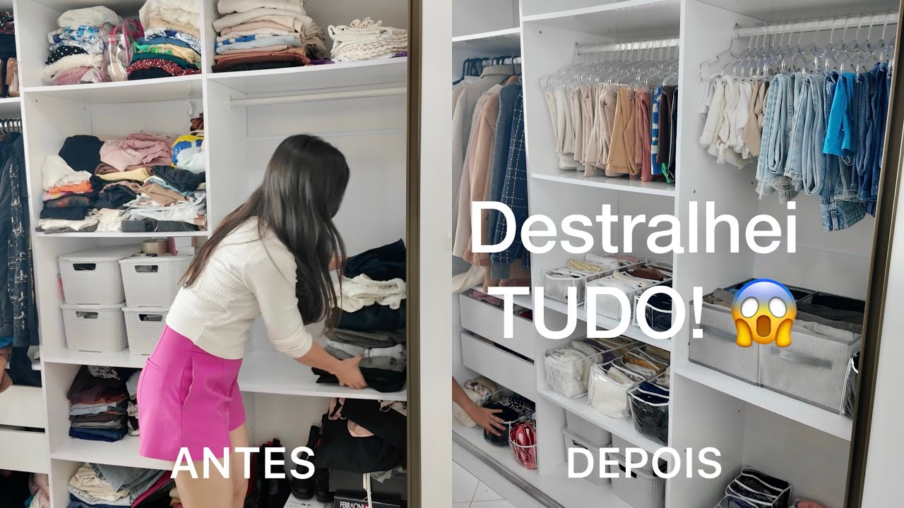 Do caos a paz: Transformei meu guarda-roupa com pouco dinheiro, destralhei TUDO! Colmeias, cabides