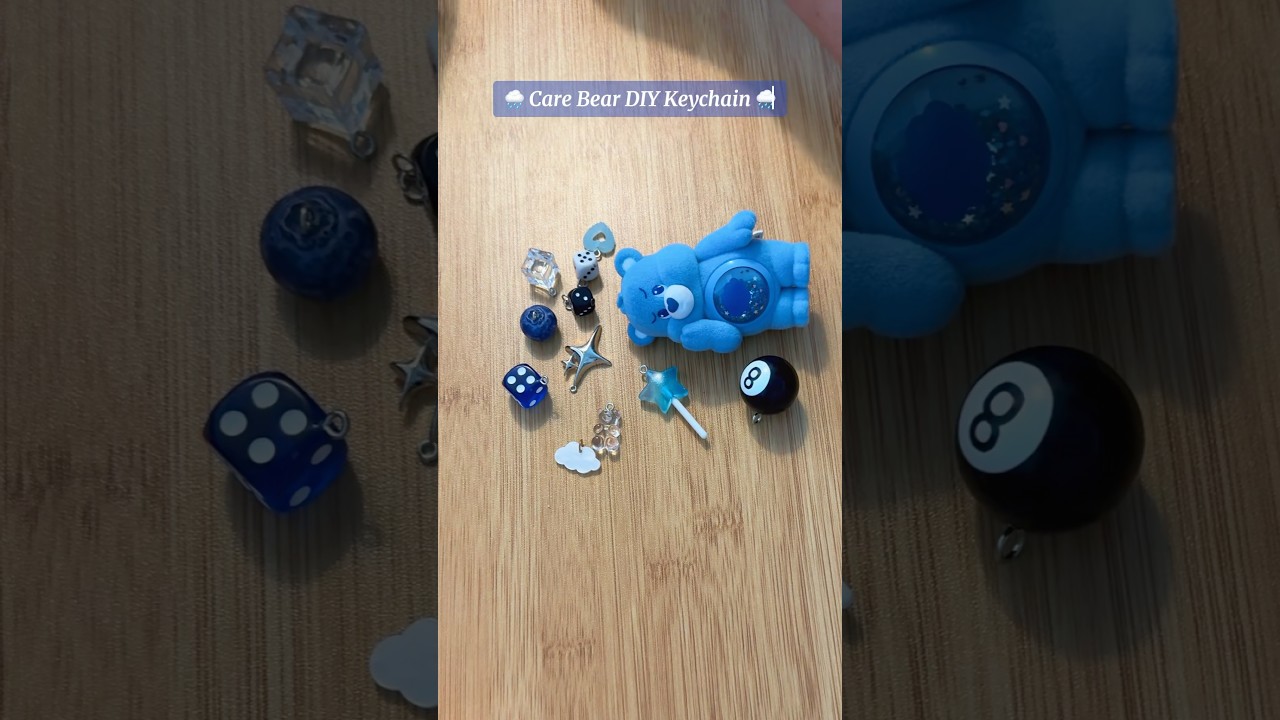 Make a Pop Mart Care Bear Keychain with me 🩵 #popmart #carebear #bagcharm #keychain #diy #diycrafts