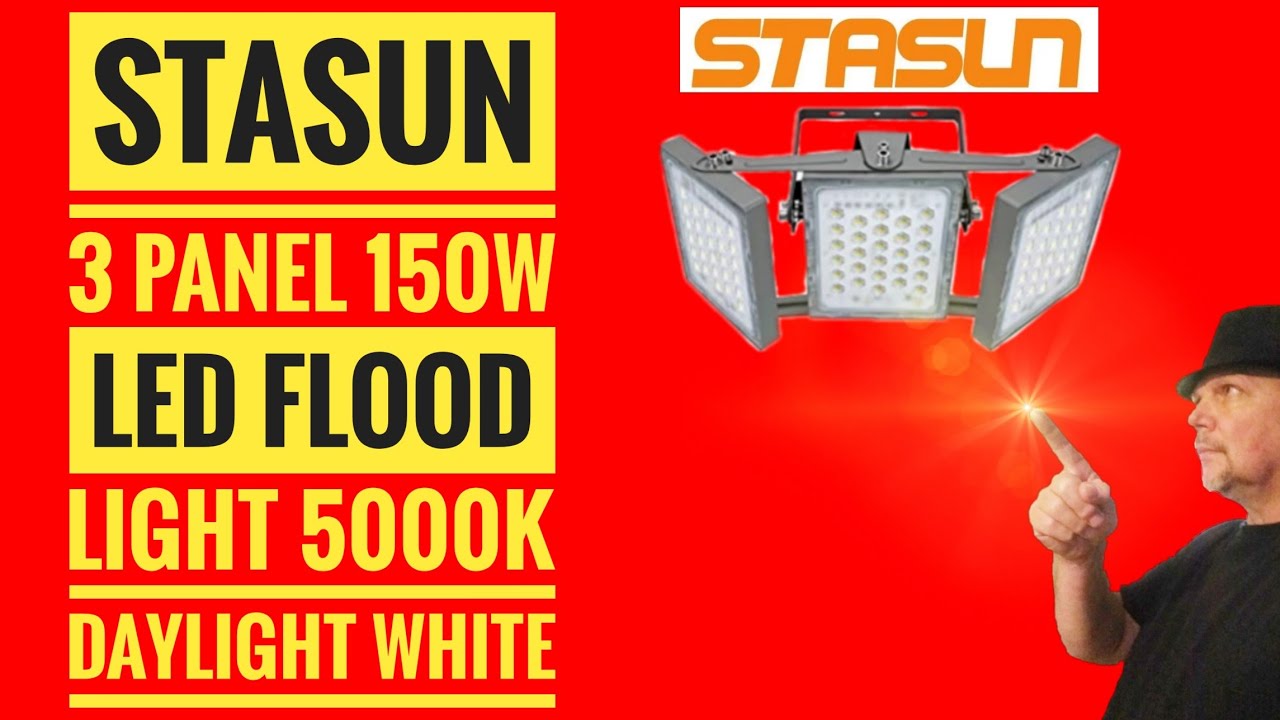 Stasun 150W 5000k Daylight White 3 panel adjustable LED Flood Light