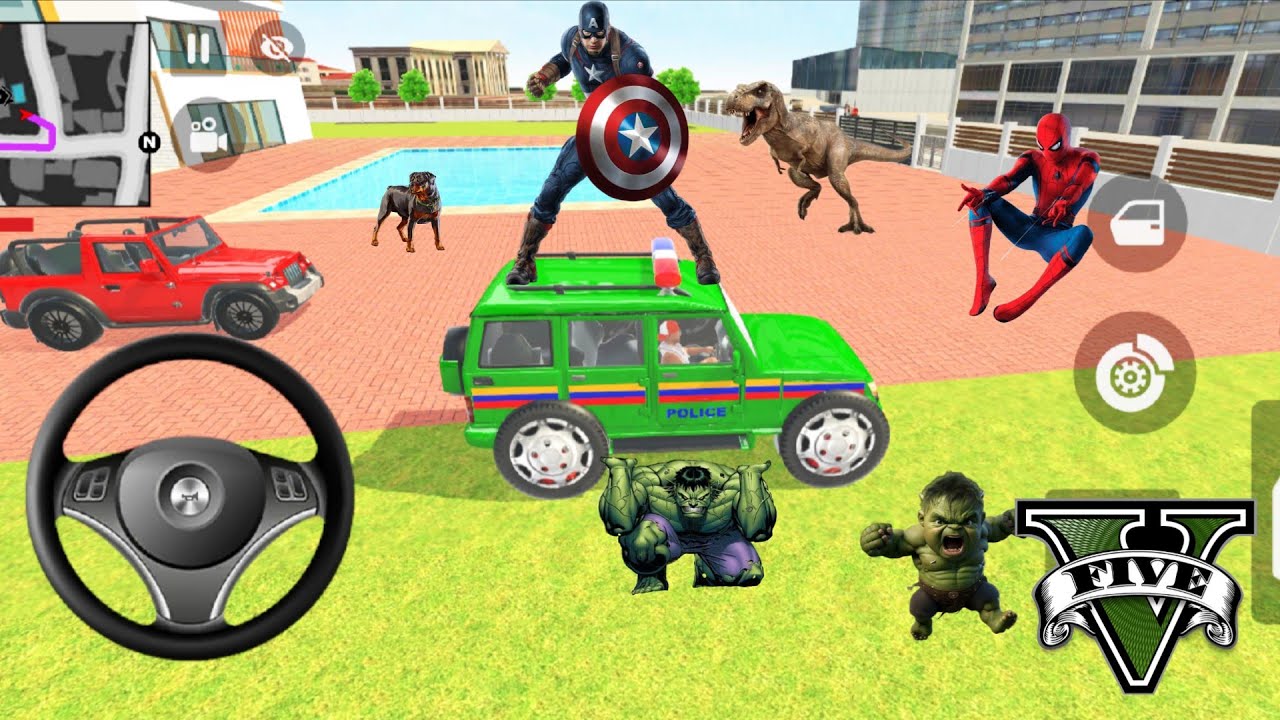 Franklin Modified Mahindra Thar Car Bike 3d Sinchan Car🎮🔥 indian Theaft Auto Simulator Game video