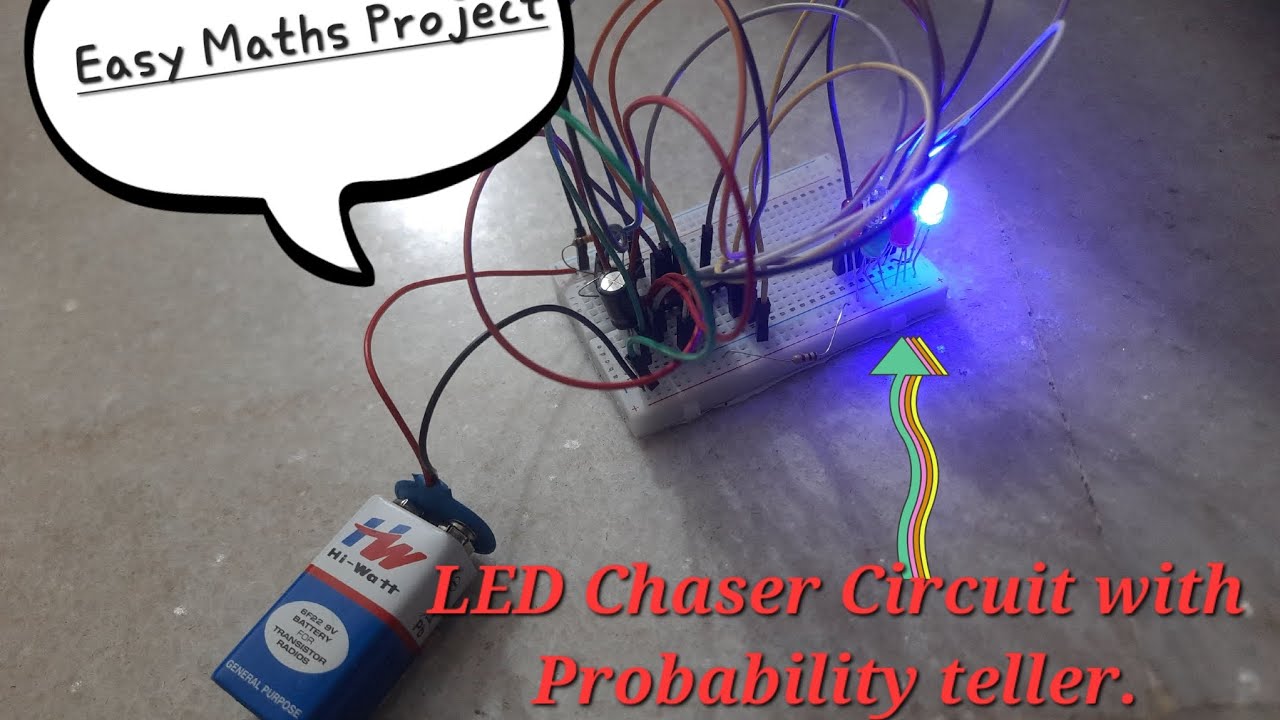 LED Chaser Circuit with 555 Timer and 4017 IC on a Breadboard – Simple Electronics Project #Maths
