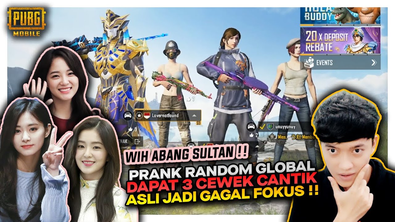 PRANK RANDOM GLOBAL MALAH DAPAT 3 CEWEK CANTIK SEKALIGUS , JADI GAGAL FOKUS NIH !! - PUBG MOBILE