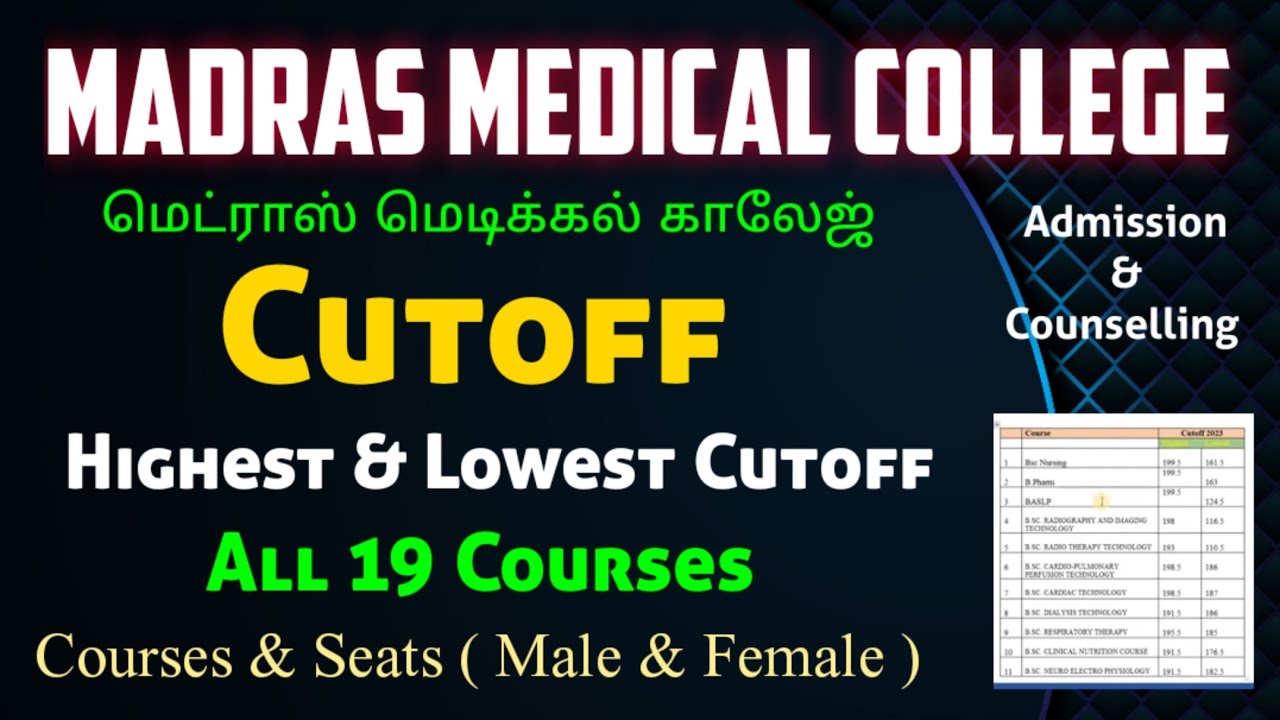 Madras Medical College Course & Cutoff Details |Cutoff |Admission |MMC |Counseling |Nursesprofile
