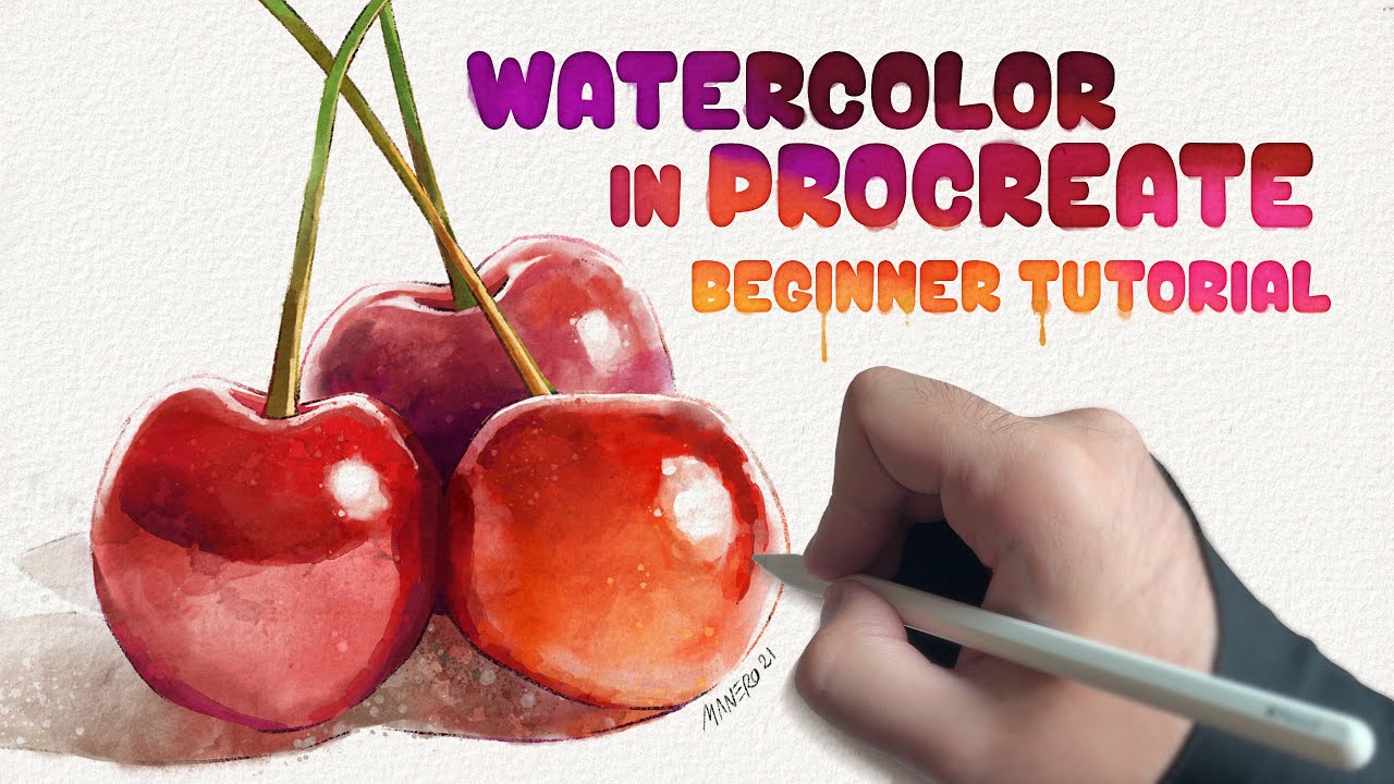 How to Paint Cherries with Watercolors in Procreate | Step by Step Beginner Tutorial