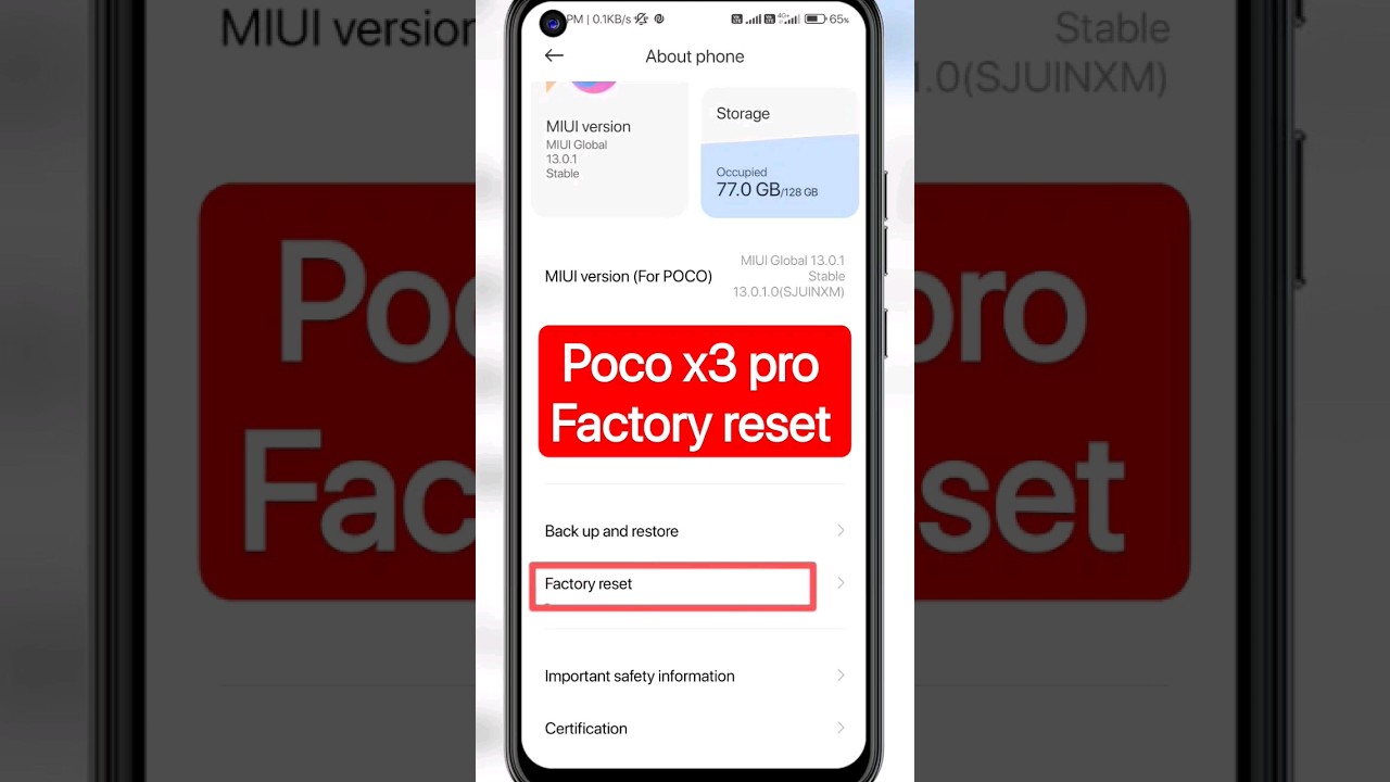 Poco x3 pro Factory reset 👈 || #pocox3pro #shorts #youtubeshorts #shortsfeed #short