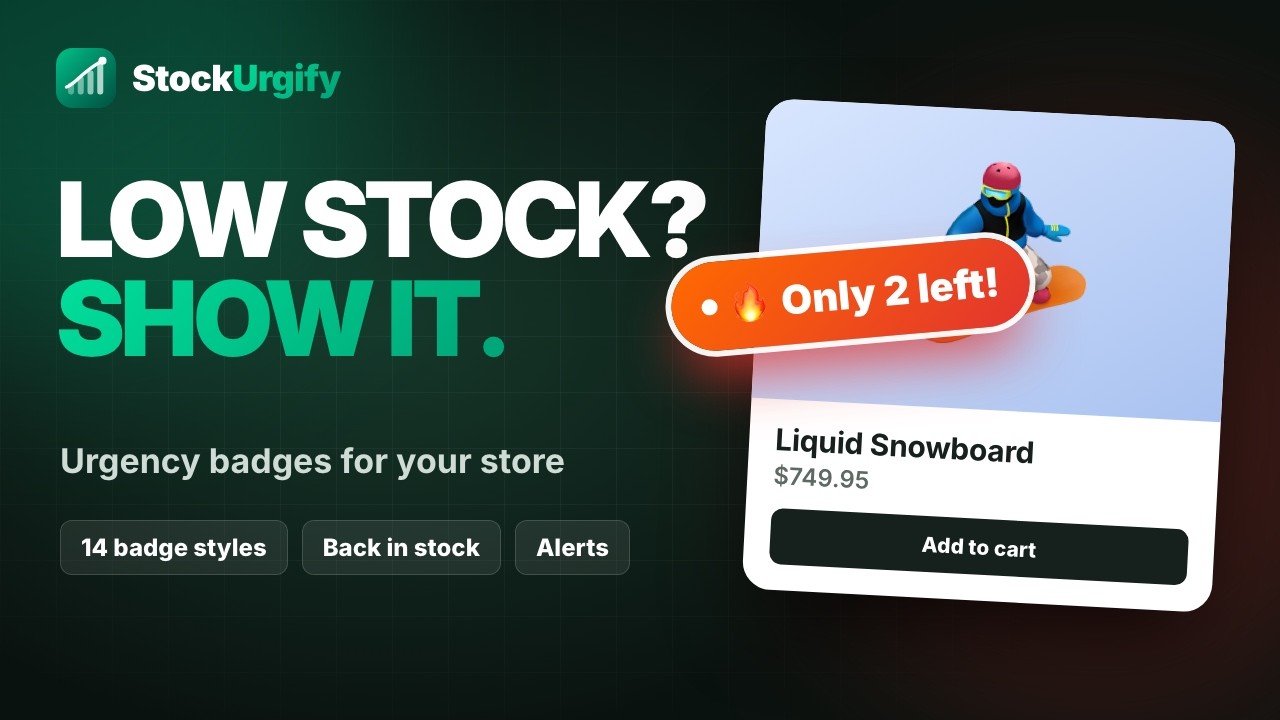 StockUrgify: Low-Stock Urgency Badges, Back in Stock Alerts & Social Proof