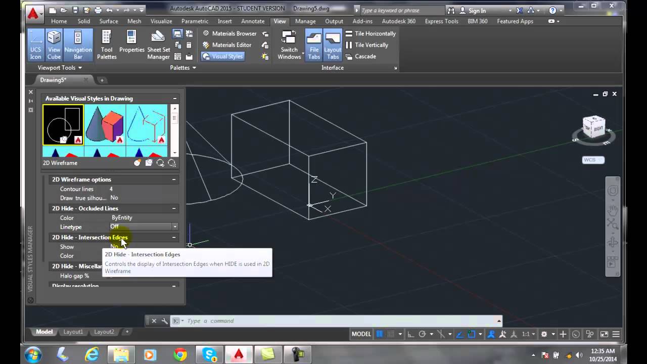 3D Modeling 15-06 Visual Style Settings   2D Wireframe