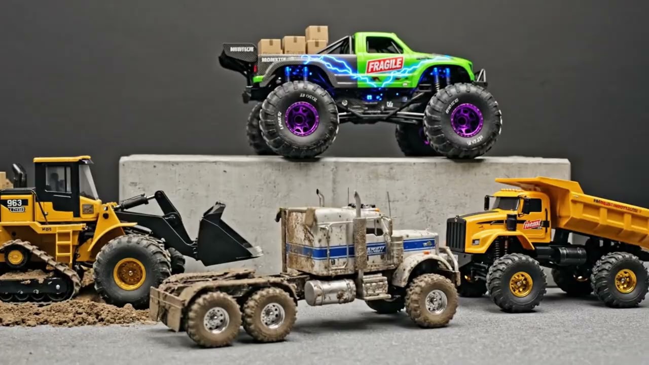 STUCKING RC TRUCKS & EXCAVATOR// RC MINING LIEBHERR  DIGGER// STONEBREAKER-AREA #rc #truck #viral