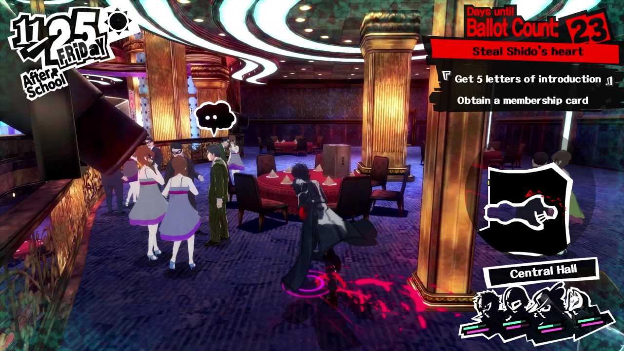Persona 5 - 11/25 Shido's Palace: Central Hall: Obtain a member's Card For Restaurant, Combat, Loot