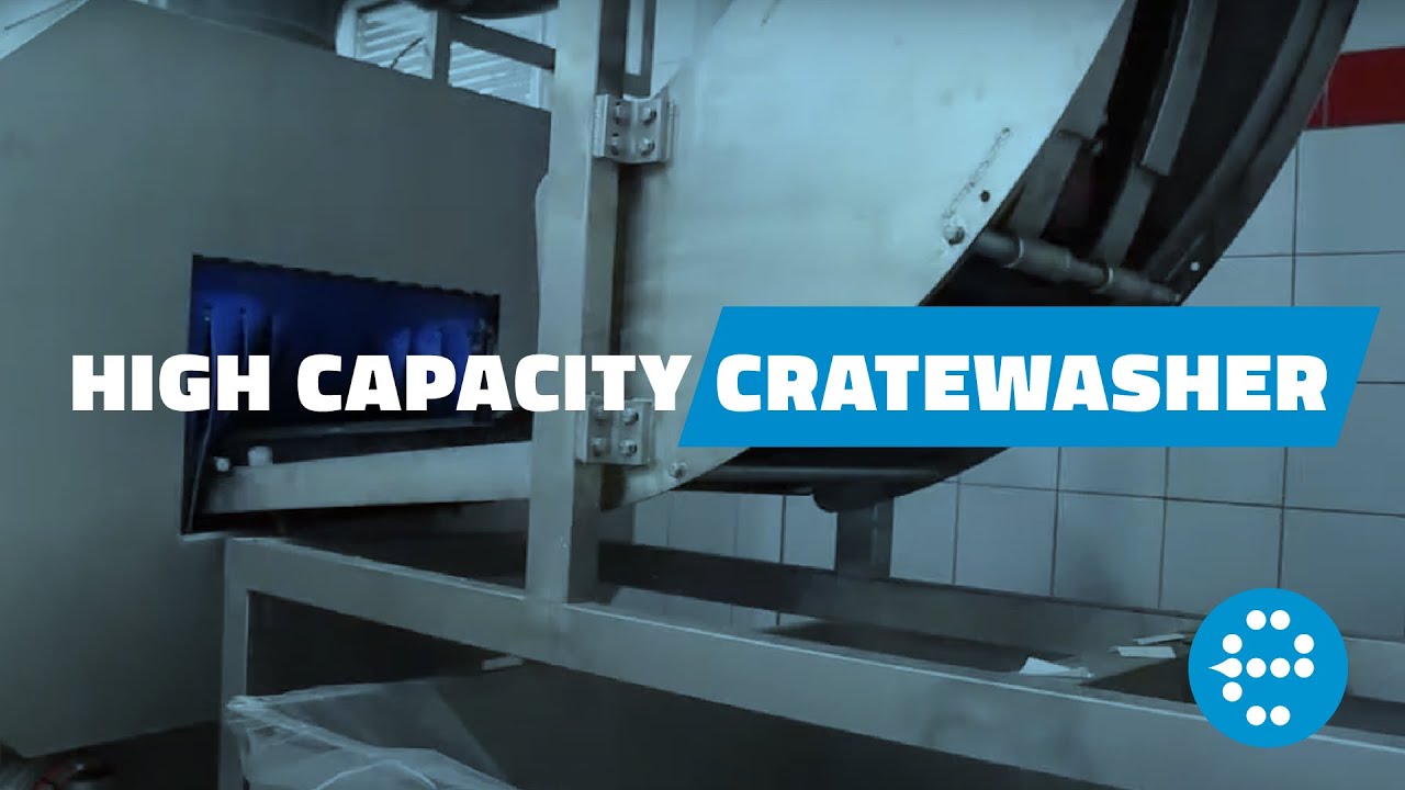 Crate Washer with Automated Crate Stacking and Destacking