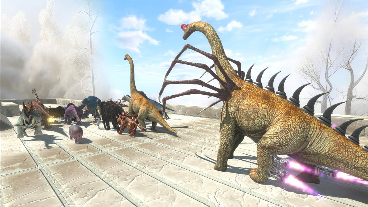 Trying to escape from SANTA BRACHIOSAURUS - Animal Revolt Battle Simulator