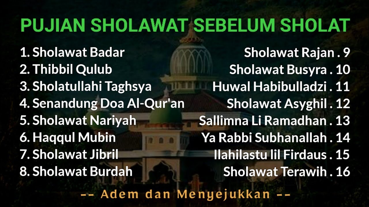 PUJI PUJIAN SETELAH ADZAN | KUMPULAN PUJIAN SHOLAWAT SEBELUM SHOLAT