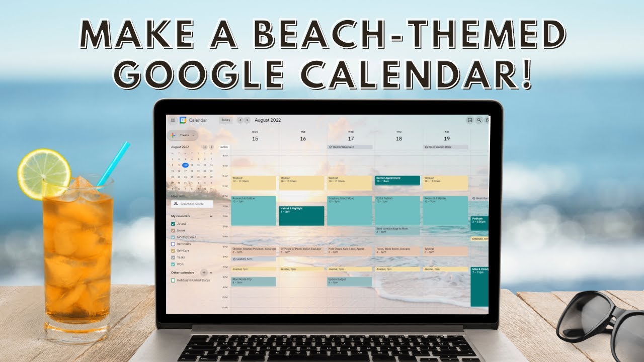 Create a Beach Theme for Google Calendar | Background, Custom Colors Tutorial
