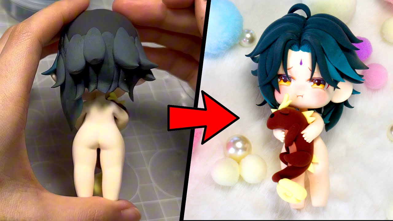Персонаж XIAO из игры Genshin Impact (версия Chibi) сделанный из глины, новый отливок лица!
