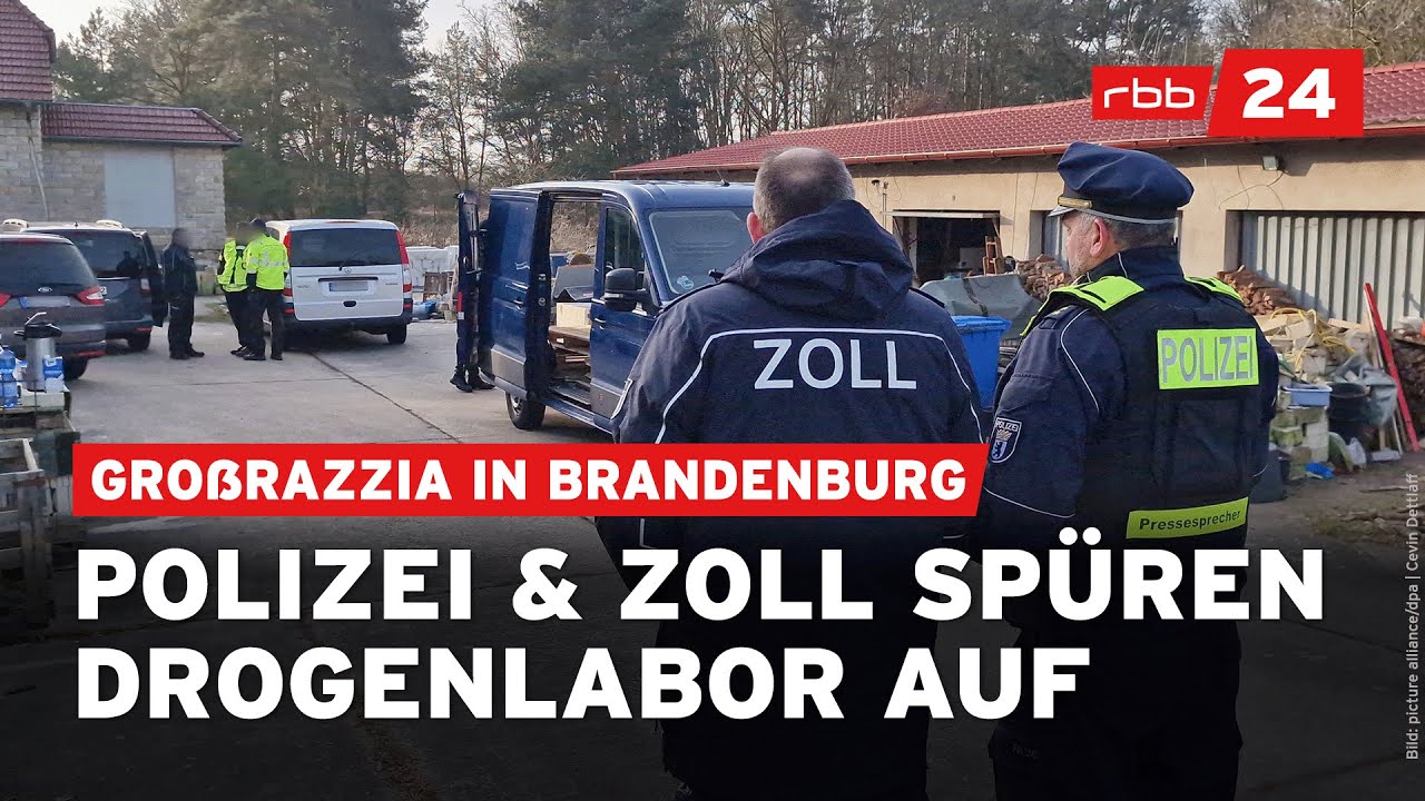 Polizei und Zoll finden Drogenlabor und Waffen in Brandenburg